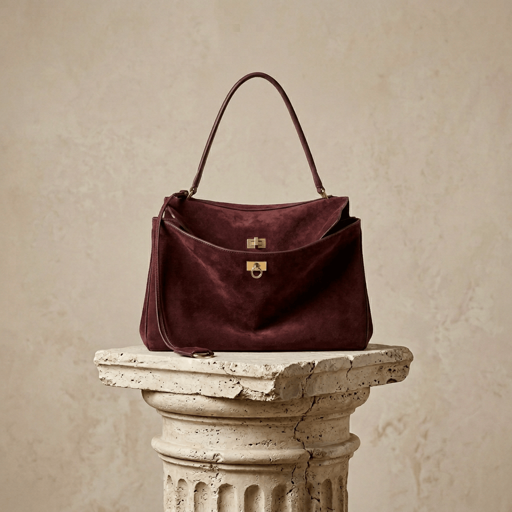 Sac Moira – Cabas daim véritable & intérieur cuir | L’Atelier de Malte Bordeaux