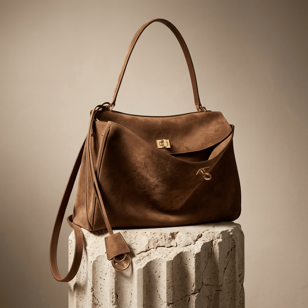 Sac Moira – Cabas daim véritable & intérieur cuir | L’Atelier de Malte Camel