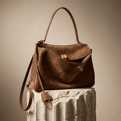 Sac Moira – Cabas daim véritable & intérieur cuir | L’Atelier de Malte Camel