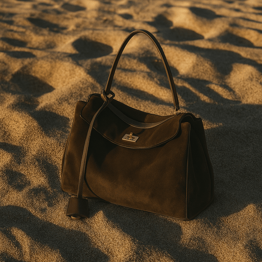 Sac Moira – Cabas daim véritable & intérieur cuir | L’Atelier de Malte coffee