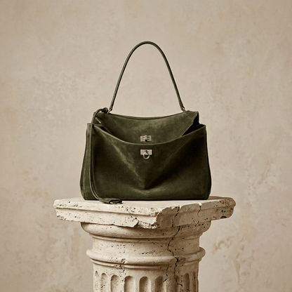 Sac Moira – Cabas daim véritable & intérieur cuir | L’Atelier de Malte Vert