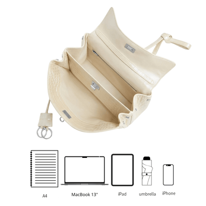Sac Moira Coccodrillo - Cuir pleine fleure, grand format.