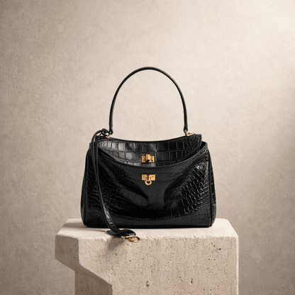 Sac Moira Coccodrillo - Cuir pleine fleure, grand format.