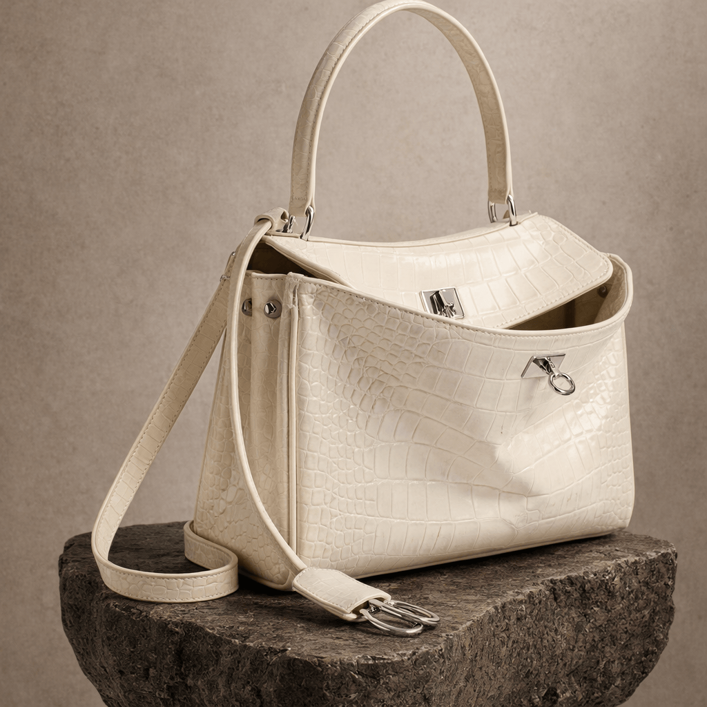 Sac Moira Coccodrillo - Grand Format, Noir Blanc / Grand