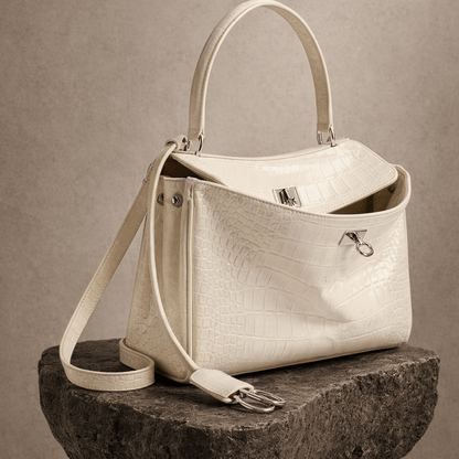 Sac Moira Coccodrillo - Grand Format, Noir Blanc / Grand