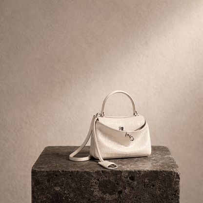 Sac Moira Coccodrillo - Grand Format, Noir Blanc / Mini