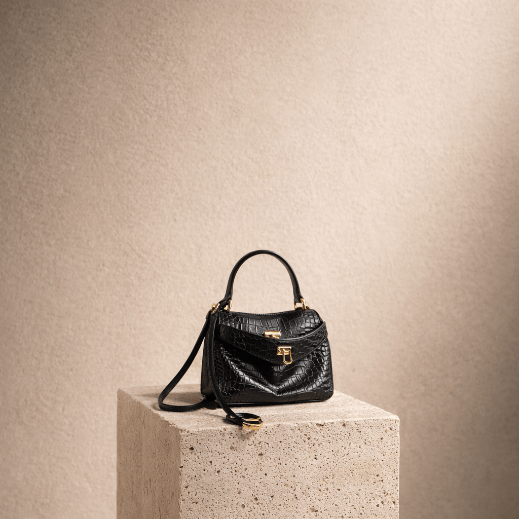 Sac Moira Coccodrillo - Grand Format, Noir Noir / Mini