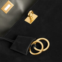 Sac Moira Notte – cabas en daim noir & fermoir or | L’Atelier de Malte